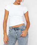 White fitted crop top