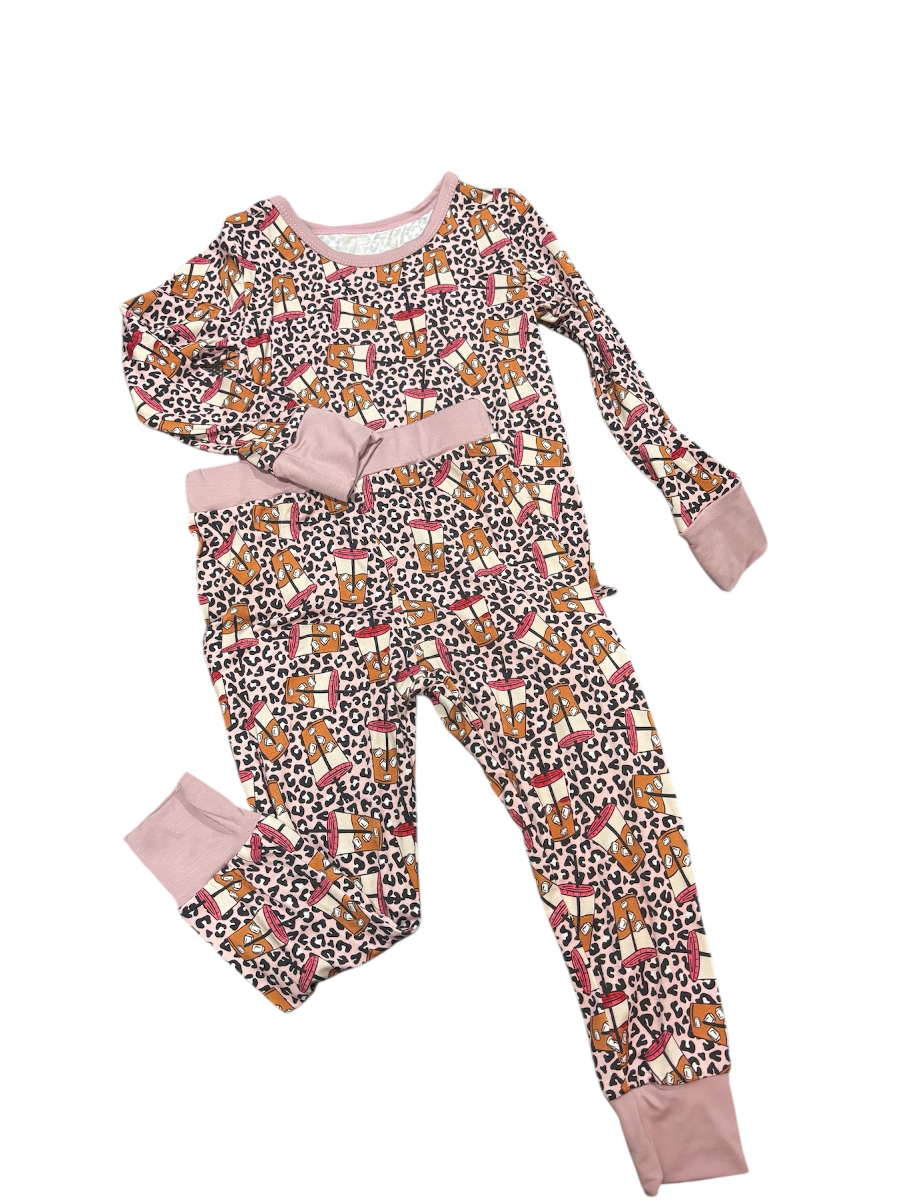 Pink Cheetah Coffee Bamboo Set