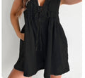 Black denim romper